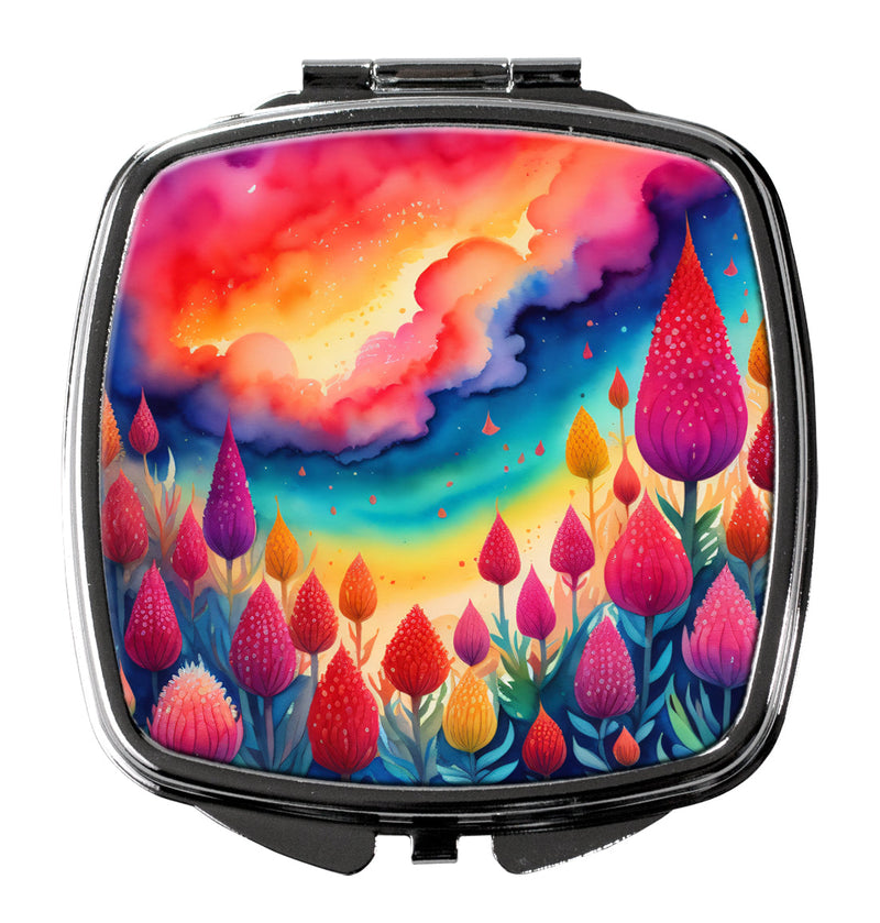 Colorful Celosia Compact Mirror – Stylish Purse Mirror with Artistic Covers