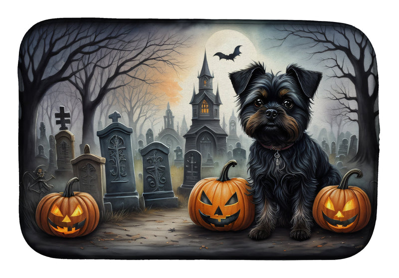 Affenpinscher Spooky Halloween Dish Drying Mat