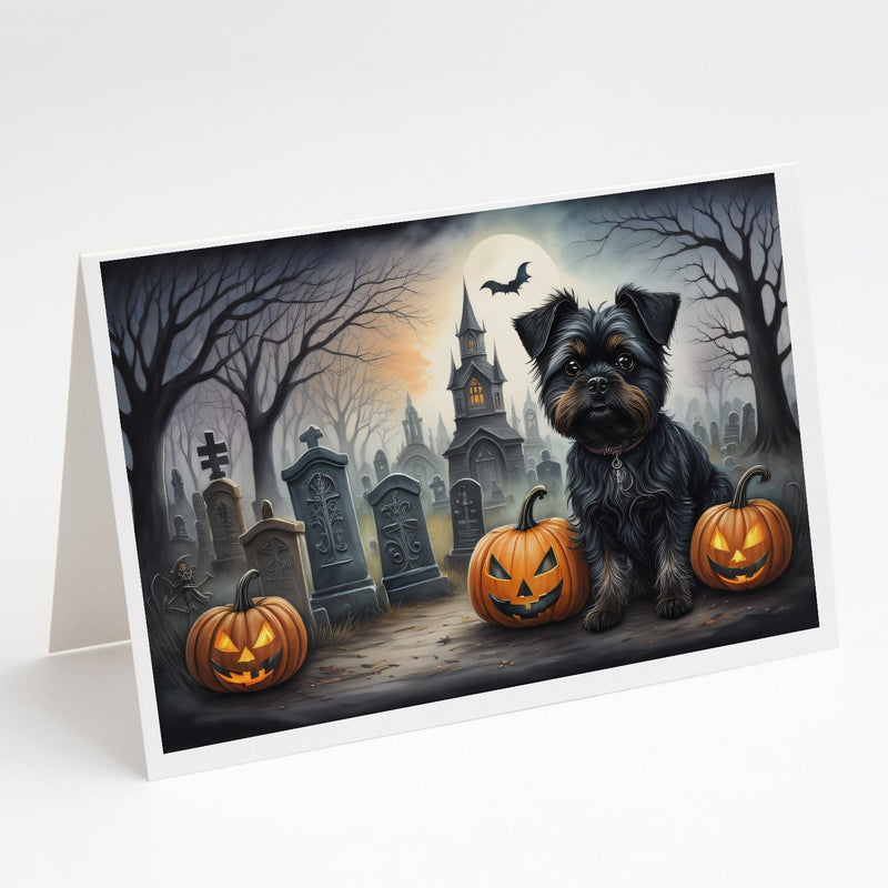 Affenpinscher Spooky Halloween Greeting Cards and Envelopes Pack of 8