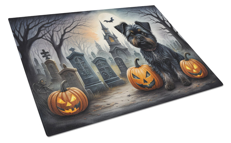 Affenpinscher Spooky Halloween Glass Cutting Board Large