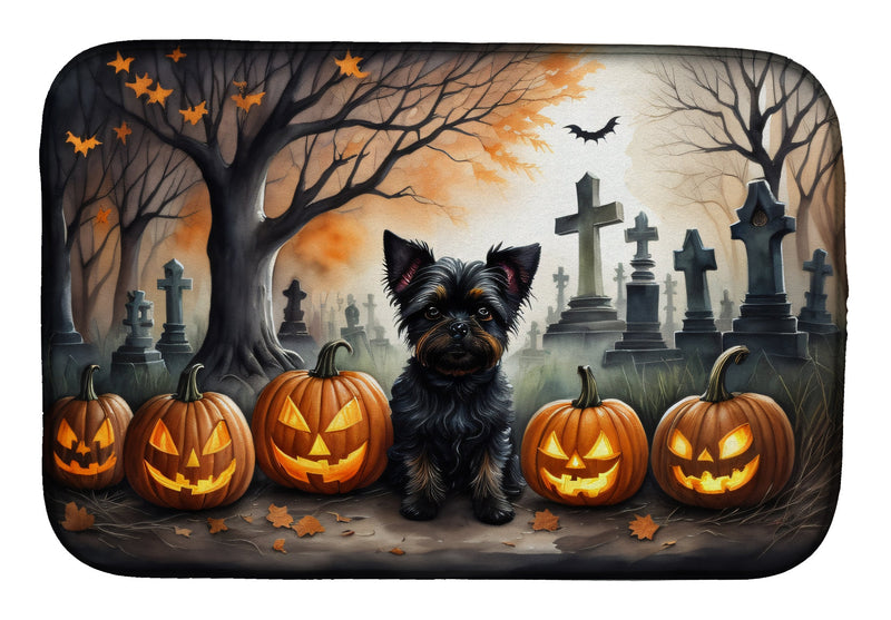 Affenpinscher Spooky Halloween Dish Drying Mat