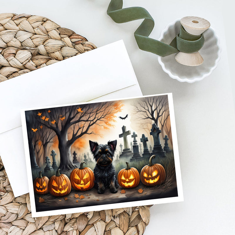 Affenpinscher Spooky Halloween Greeting Cards and Envelopes Pack of 8