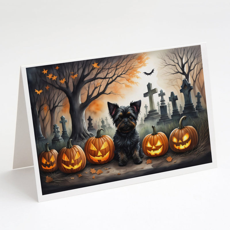 Affenpinscher Spooky Halloween Greeting Cards and Envelopes Pack of 8