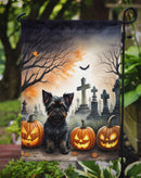 Affenpinscher Spooky Halloween Garden Flag – Dog in Cemetery Scene