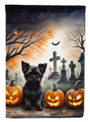 Affenpinscher Spooky Halloween Garden Flag – Dog in Cemetery Scene