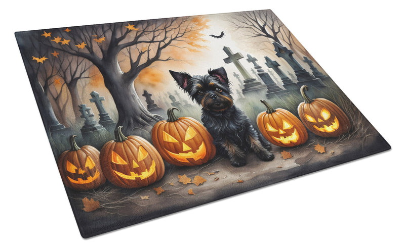 Affenpinscher Spooky Halloween Glass Cutting Board Large