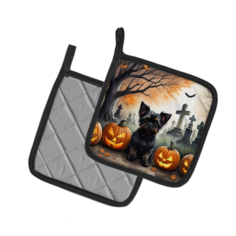 Affenpinscher Spooky Halloween Pair of Pot Holders