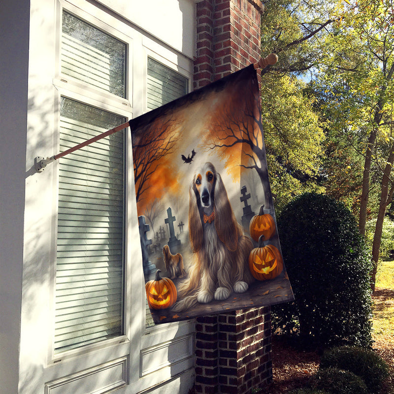 Afghan Hound Spooky Halloween House Flag