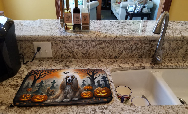 Afghan Hound Spooky Halloween Dish Drying Mat