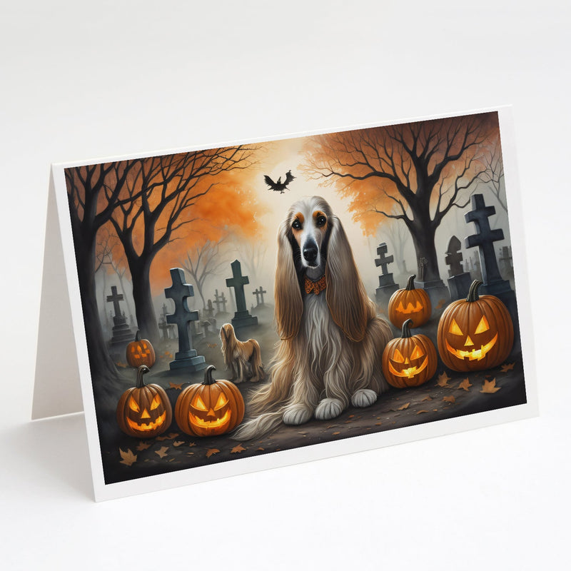 Afghan Hound Spooky Halloween Greeting Cards and Envelopes Pack of 8