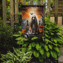Afghan Hound Spooky Halloween Garden Flag – Dog in Cemetery Scene