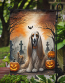 Afghan Hound Spooky Halloween Garden Flag – Dog in Cemetery Scene