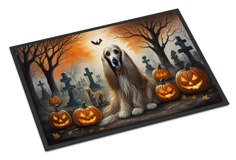 Afghan Hound Spooky Halloween Doormat 18x27