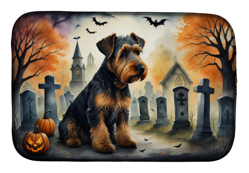 Airedale Terrier Spooky Halloween Dish Drying Mat