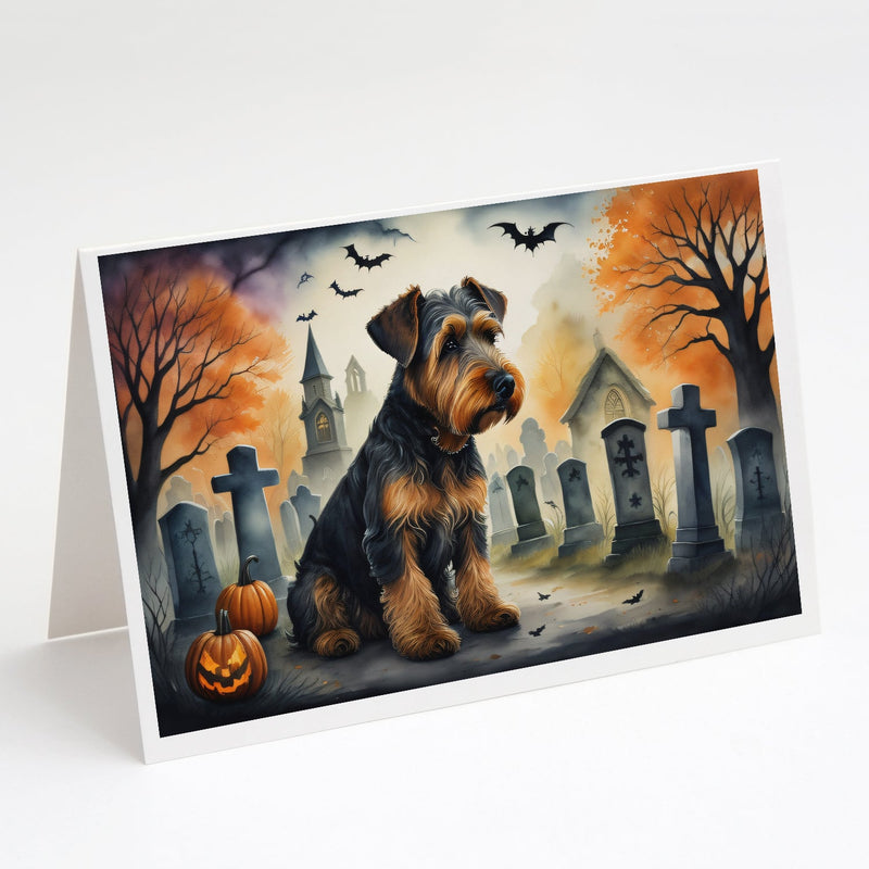 Airedale Terrier Spooky Halloween Greeting Cards and Envelopes Pack of 8