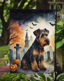 Airedale Terrier Spooky Halloween Garden Flag – Dog in Cemetery Scene