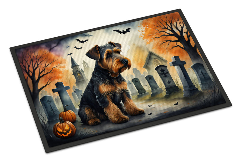 Airedale Terrier Spooky Halloween Indoor or Outdoor Mat 24x36