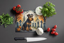 Airedale Terrier Spooky Halloween Glass Cutting Boards – Durable, Decorative Kitchen Art Large