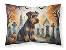 Airedale Terrier Spooky Halloween Fabric Standard Pillowcase – Artistic Decorative Front, White Back