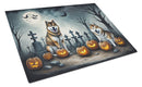 Akita Spooky Halloween Glass Cutting Boards – Durable, Decorative Kitchen Art Large