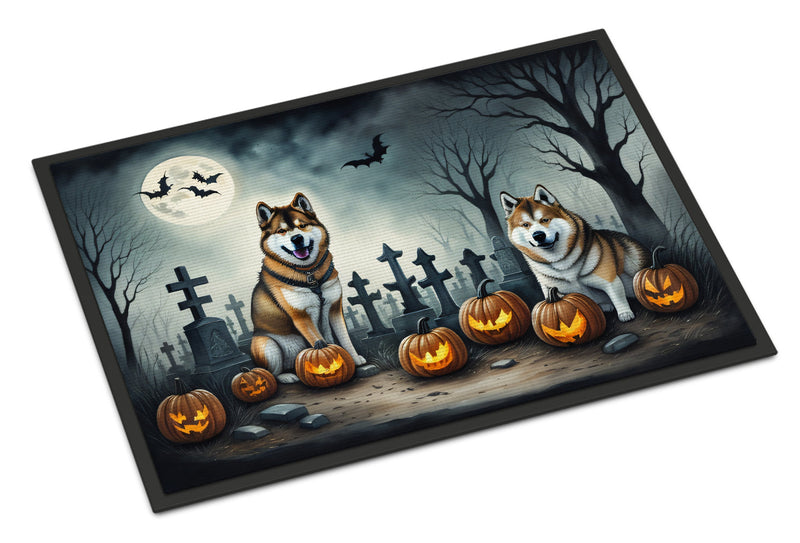 Akita Spooky Halloween Doormat 18x27