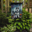 Alaskan Malamute Spooky Halloween Garden Flag – Dog in Cemetery Scene
