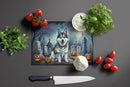 Alaskan Malamute Spooky Halloween Glass Cutting Boards – Durable, Decorative Kitchen Art Large