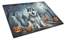 Alaskan Malamute Spooky Halloween Glass Cutting Boards – Durable, Decorative Kitchen Art Large
