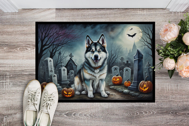 Alaskan Malamute Spooky Halloween Doormat 18x27