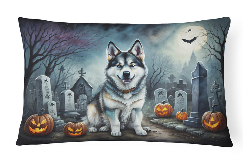 Alaskan Malamute Spooky Halloween Fabric Decorative Pillow