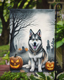 Alaskan Malamute Spooky Halloween Garden Flag – Dog in Cemetery Scene