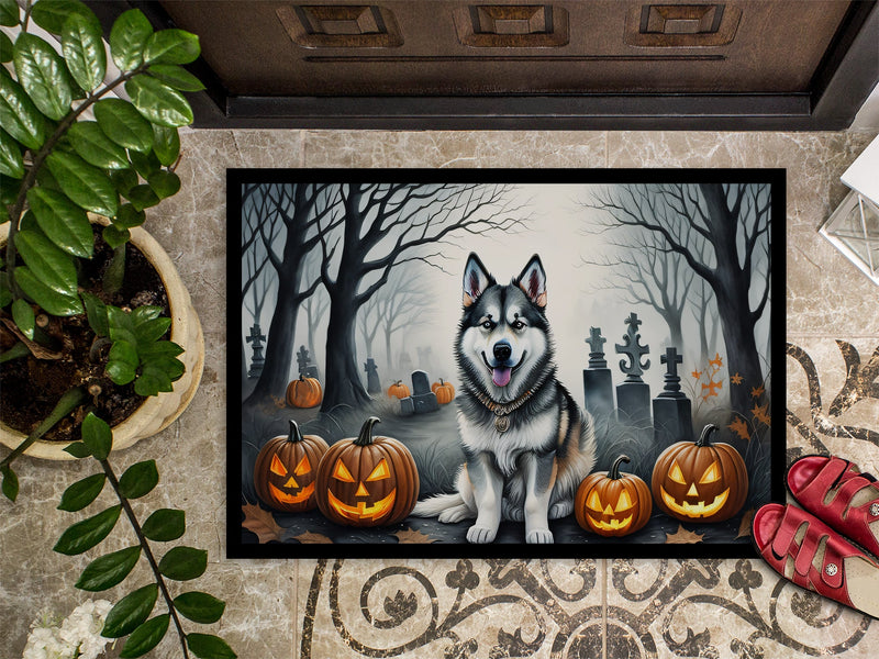 Alaskan Malamute Spooky Halloween Doormat 18x27