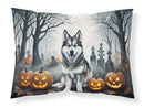 Alaskan Malamute Spooky Halloween Fabric Standard Pillowcase – Artistic Decorative Front, White Back