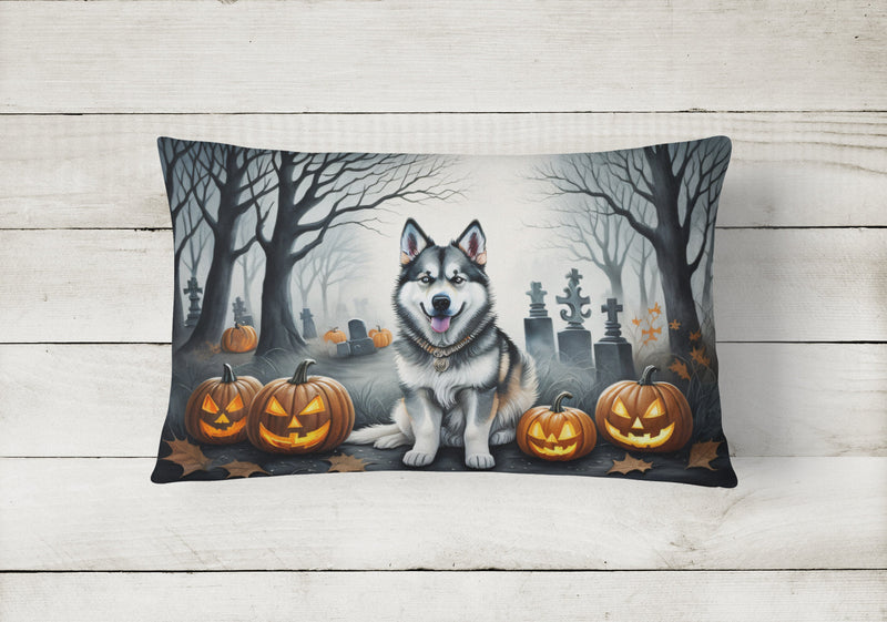Alaskan Malamute Spooky Halloween Fabric Decorative Pillow