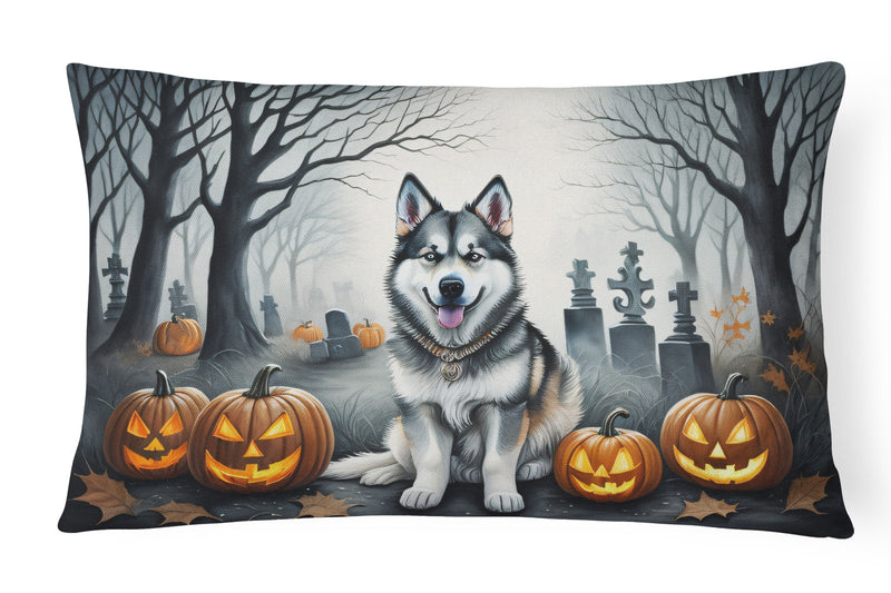 Alaskan Malamute Spooky Halloween Fabric Decorative Pillow