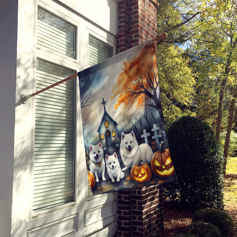 American Eskimo Spooky Halloween House Flag