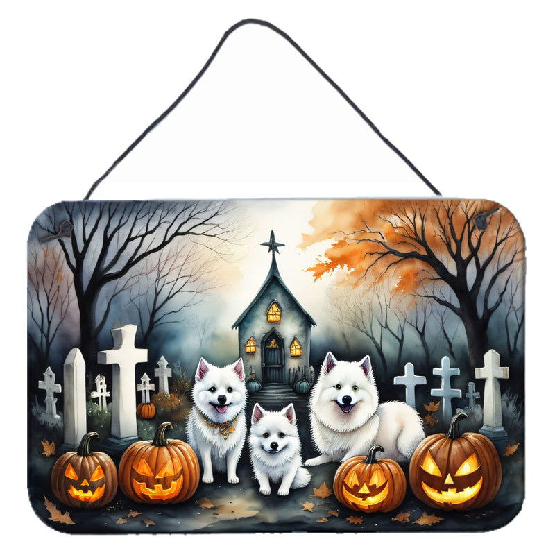 American Eskimo Spooky Halloween Wall or Door Hanging Prints