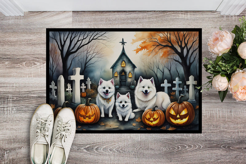 American Eskimo Spooky Halloween Indoor or Outdoor Mat 24x36