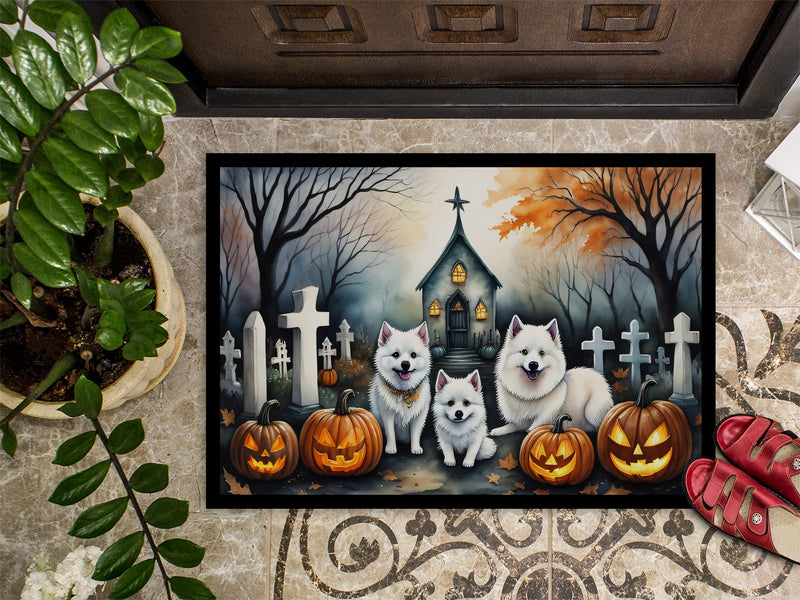 American Eskimo Spooky Halloween Doormat 18x27