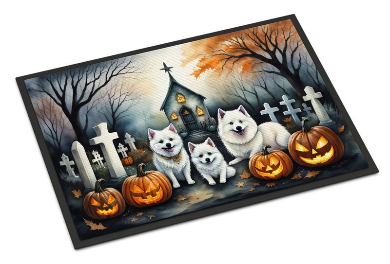 American Eskimo Spooky Halloween Doormat 18x27