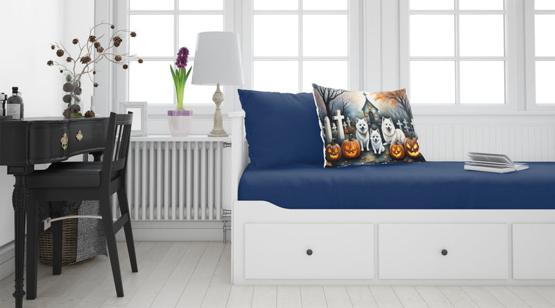 American Eskimo Spooky Halloween Fabric Standard Pillowcase – Artistic Decorative Front, White Back