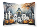 American Eskimo Spooky Halloween Fabric Standard Pillowcase – Artistic Decorative Front, White Back