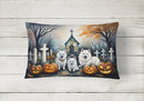 American Eskimo Spooky Halloween Fabric Decorative Pillow