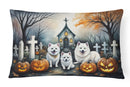 American Eskimo Spooky Halloween Fabric Decorative Pillow