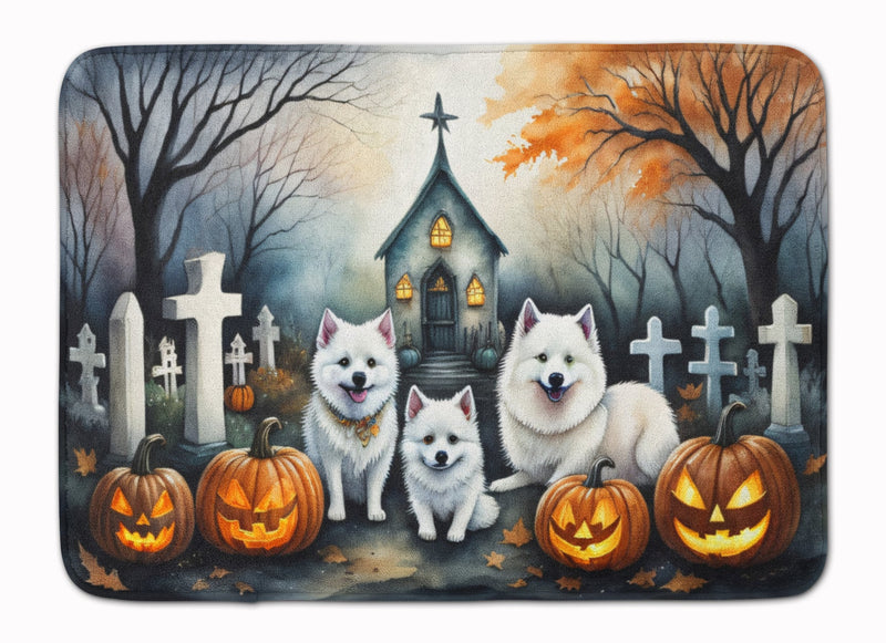 American Eskimo Spooky Halloween Memory Foam Kitchen Mat