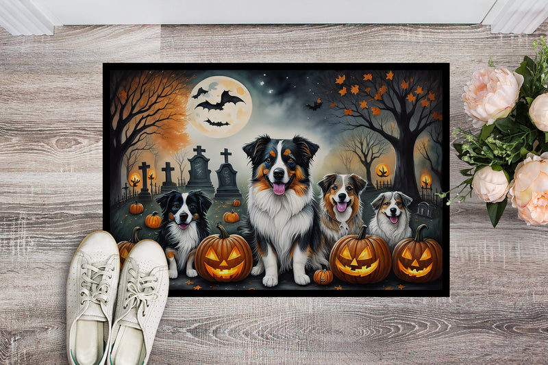 Australian Shepherd Spooky Halloween Indoor or Outdoor Mat 24x36