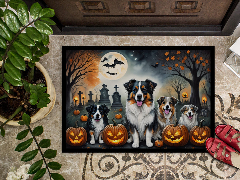 Australian Shepherd Spooky Halloween Indoor or Outdoor Mat 24x36