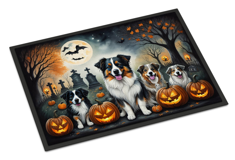 Australian Shepherd Spooky Halloween Indoor or Outdoor Mat 24x36