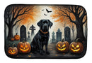 Black Labrador Retriever Spooky Halloween Dish Drying Mat