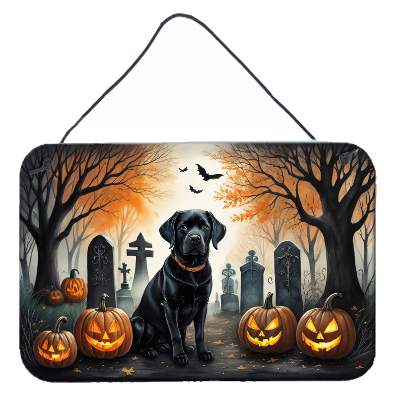 Black Labrador Retriever Spooky Halloween Wall or Door Hanging Prints